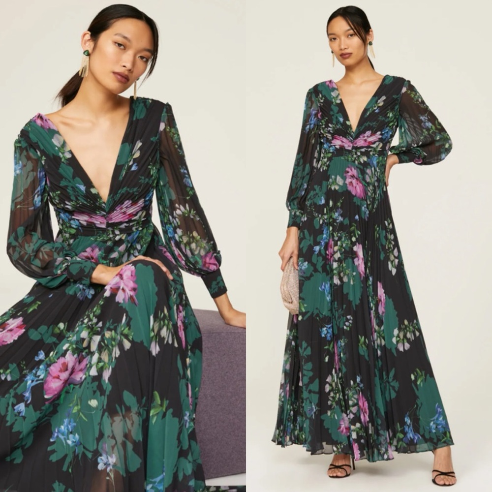 Badgley Mischka Pleated Gown Maxi Dress in Size 10